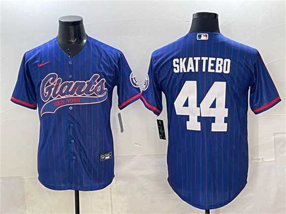 Men%27s New York Giants #44 Cam Skattebo Royal Pinstripe With Patch Cool Base Stitched Baseball Jersey->new york giants->NFL Jersey