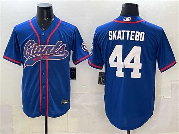 Men%27s New York Giants #44 Cam Skattebo Royal With Patch Cool Base Stitched Baseball Jersey->new york giants->NFL Jersey