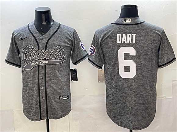 Men%27s New York Giants #6 Jaxson Dart Gray With Patch Cool Base Stitched Baseball Jersey->las vegas raiders->NFL Jersey
