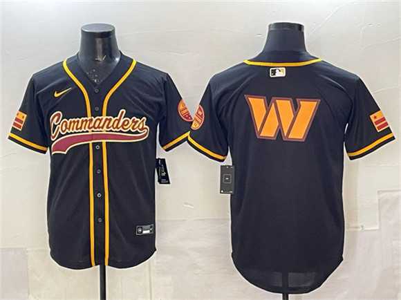 Men%27s Washington Commanders Team Big Logo Black Limited Stitched Baseball Jersey->washington commanders->NFL Jersey