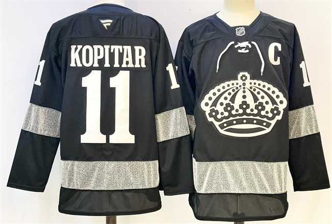 Men%27s Los Angeles Kings #11 Anze Kopitar Black With C Patch Alternate Stitched Hockey Jersey->los angeles kings->NHL Jersey