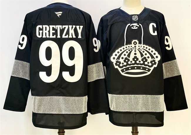 Men%27s Los Angeles Kings #99 Wayne Gretzky Black With C Patch Alternate Stitched Hockey Jersey->los angeles kings->NHL Jersey