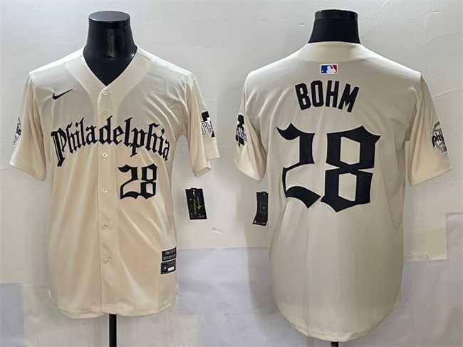 Men%27s Philadelphia Phillies #28 Alec Bohm Cream Gothic Vapor Limited Stitched Jersey->philadelphia phillies->MLB Jersey