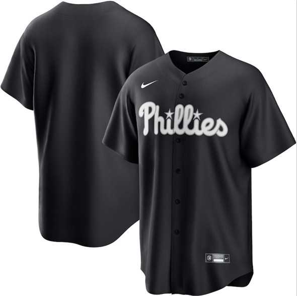 Men%27s Philadelphia Phillies Blank Black Lights Out Limited Stitched Baseball Jersey Dzhi->philadelphia phillies->MLB Jersey