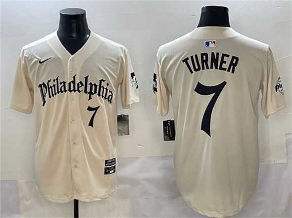 Men%27s Philadelphia Phillies #7 Trea Turner Cream Gothic Vapor Limited Stitched Jersey->philadelphia phillies->MLB Jersey