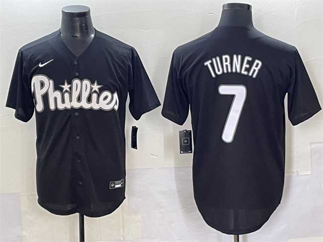 Men%27s Philadelphia Phillies #7 Trea Turner Black Lights Out Limited Stitched Baseball Jersey->philadelphia phillies->MLB Jersey