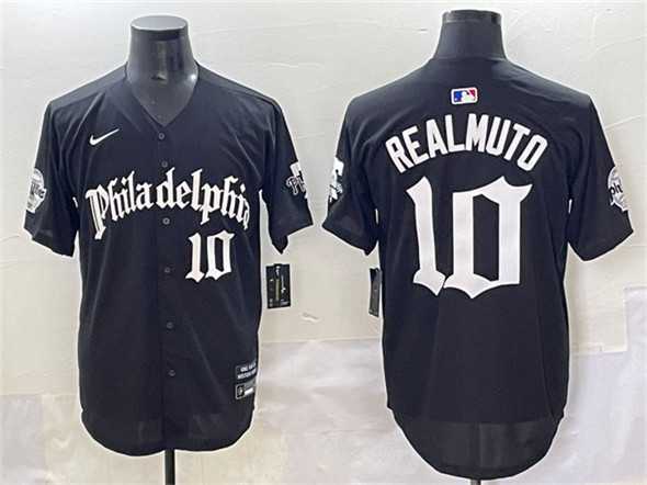 Men%27s Philadelphia Phillies #10 J.T. Realmuto Black Gothic Vapor Limited Stitched Jersey->philadelphia phillies->MLB Jersey