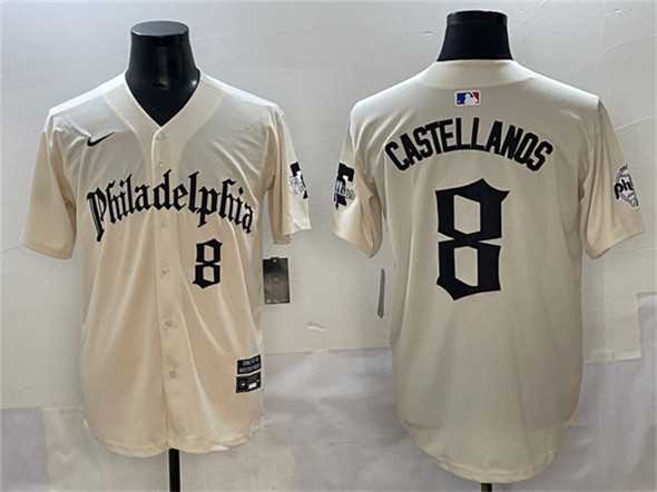 Men%27s Philadelphia Phillies #8 Nick Castellanos Cream Gothic Vapor Limited Stitched Jersey->philadelphia phillies->MLB Jersey
