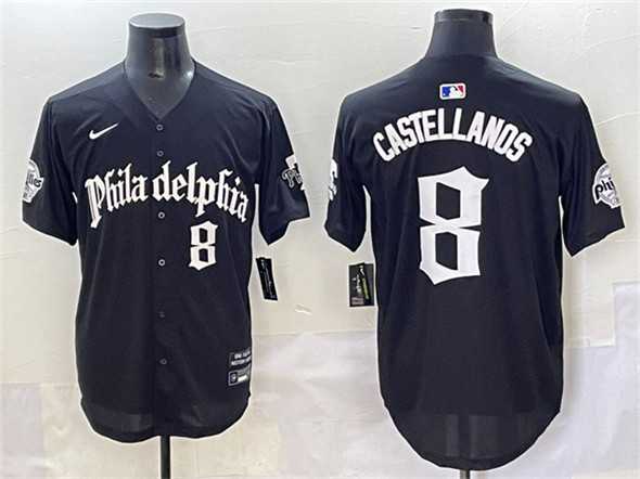 Men%27s Philadelphia Phillies #8 Nick Castellanos Black Gothic Vapor Limited Stitched Jersey->philadelphia phillies->MLB Jersey