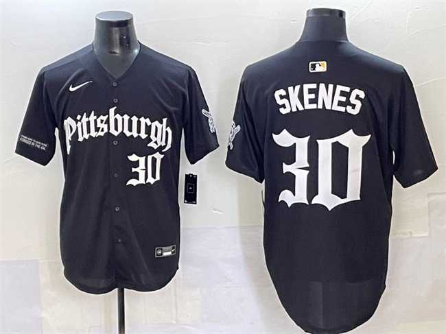 Men%27s Pittsburgh Pirates #30 Paul Skenes Black %27Gothic Steel City Edition%27 Vapor Limited Stitched Baseball Jersey->philadelphia phillies->MLB Jersey