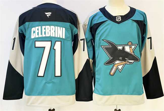 Men%27s San Jose Sharks #71 Macklin Celebrini Teal 2025 Alternate Stitched Hockey Jersey->utah mammoth->NHL Jersey