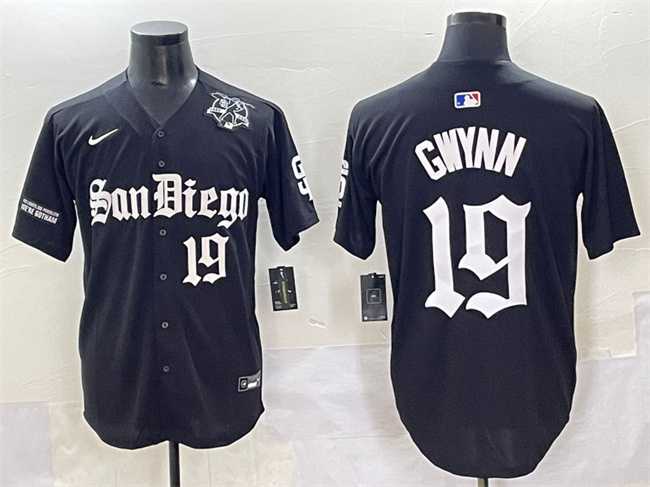 Men%27s San Diego Padres #19 Tony Gwynn Black Gothic Edition Vapor Limited Stitched Baseball Jersey->san diego padres->MLB Jersey