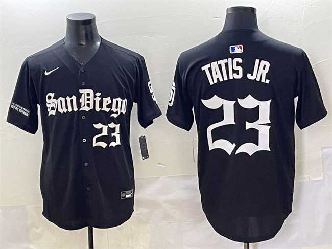 Men%27s San Diego Padres #23 Fernando Tatis Jr. Black Gothic Edition Vapor Limited Stitched Baseball Jersey->san diego padres->MLB Jersey