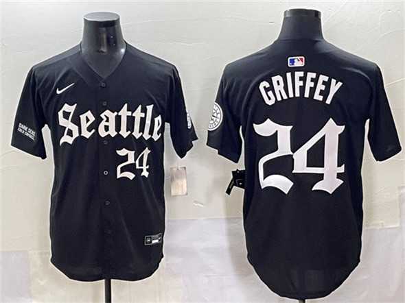 Men%27s Seattle Mariners #24 Ken Griffey Jr. Black %27Deep Sea Gothic Edition%27 Vapor Premier Limited Stitched Baseball Jersey->san francisco giants->MLB Jersey