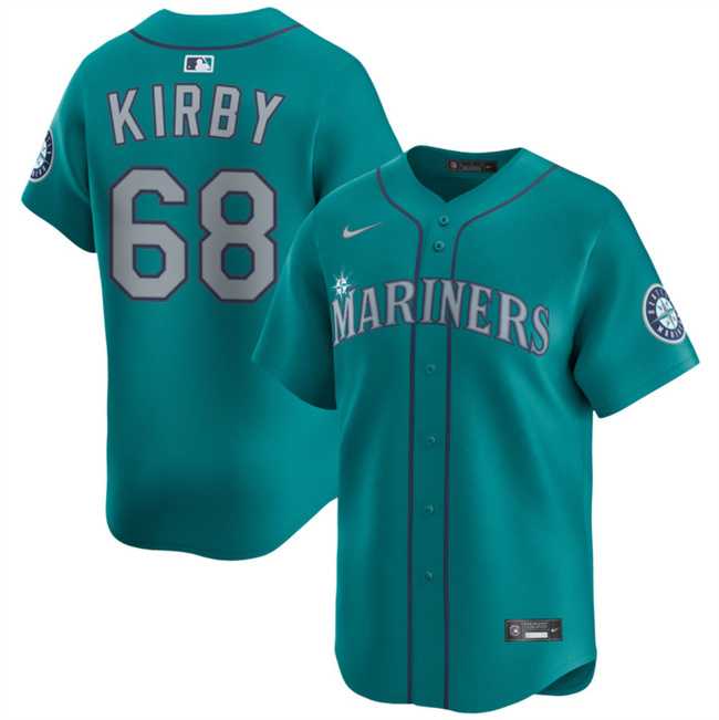 Men%27s Seattle Mariners #68 George Kirby Aqua Limited Stitched Baseball Jersey Dzhi->seattle mariners->MLB Jersey
