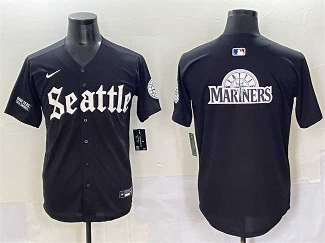 Men%27s Seattle Mariners Team Big Logo Black %27Deep Sea Gothic Edition%27 Vapor Premier Limited Stitched Baseball Jersey->seattle mariners->MLB Jersey