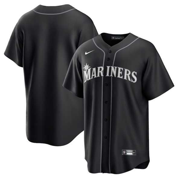 Men%27s Seattle Mariners Blank Black Lights Out Limited Stitched Baseball Jersey Dzhi->seattle mariners->MLB Jersey