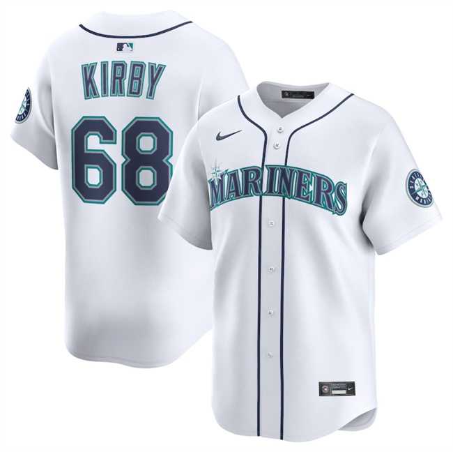 Men%27s Seattle Mariners #68 George Kirby White Home Limited Stitched Baseball Jersey Dzhi->seattle mariners->MLB Jersey