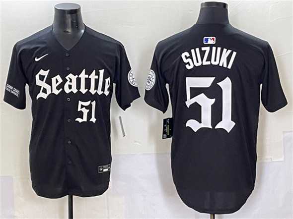Men%27s Seattle Mariners #51 Ichiro Suzuki Black %27Deep Sea Gothic Edition%27 Vapor Premier Limited Stitched Baseball Jersey->seattle mariners->MLB Jersey