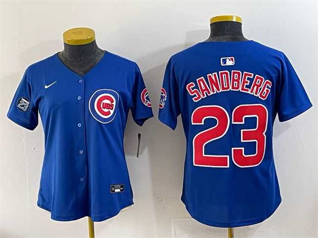 Women%27s Chicago Cubs #23 Ryne Sandberg Royal %27Ryne Sandberg Tribute%27 Vapor Limited V2 Stitched Jersey->mlb womens jerseys->MLB Jersey