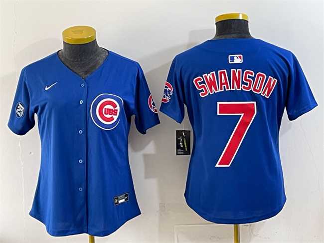Women%27s Chicago Cubs #7 Dansby Swanson Royal %27Ryne Sandberg Tribute%27 Vapor Limited V2 Stitched Jersey->2025 mlb all-star->MLB Jersey