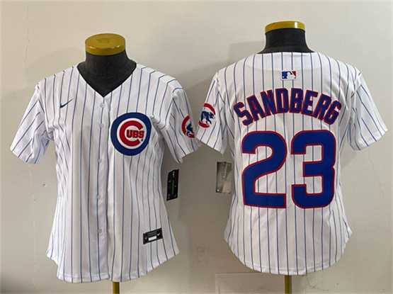 Women%27s Chicago Cubs #23 Ryne Sandberg White Home Limited Stitched Jersey->mlb womens jerseys->MLB Jersey