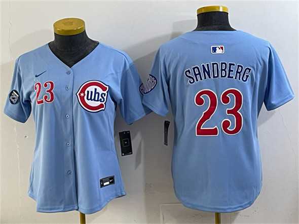 Women%27s Chicago Cubs #23 Ryne Sandberg Blue %27Ryne Sandberg Tribute%27 Vapor Limited V2 Stitched Jersey->mlb womens jerseys->MLB Jersey