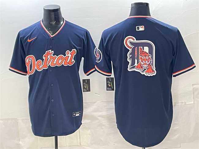 Men%27s Detroit Tigers Team Big Logo Navy 2026 Alternate Vapor Premier Limited Stitched Jersey Dzhi->detroit tigers->MLB Jersey