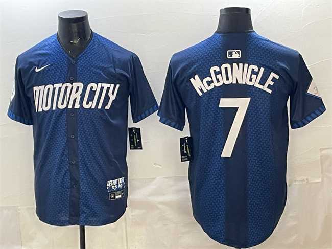 Men%27s Detroit Tigers #7 Kevin McGonigle Navy City Connect Cool Base Limited Stitched Jersey Dzhi->detroit tigers->MLB Jersey