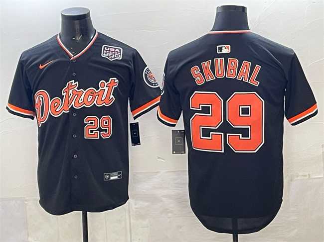 Men%27s Detroit Tigers #29 Tarik Skubal Navy 2026 Alternate USA 250%27 Patch Vapor Premier Limited Stitched Jersey Dzhi->detroit tigers->MLB Jersey