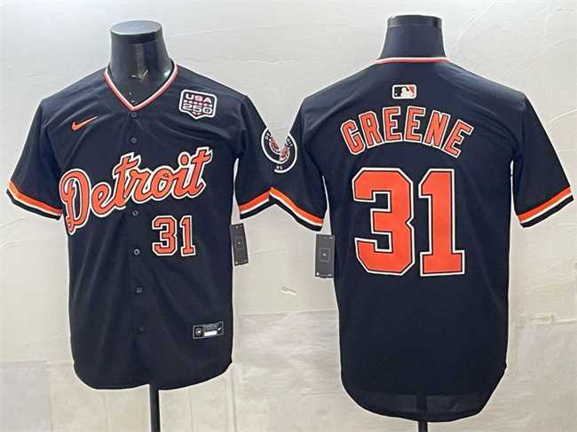 Men%27s Detroit Tigers #31 Riley Greene Navy 2026 Alternate USA 250%27 Patch Vapor Premier Limited Stitched Jersey Dzhi->detroit tigers->MLB Jersey
