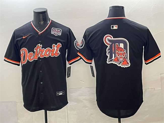 Men%27s Detroit Tigers Team Big Logo Navy 2026 Alternate USA 250%27 Patch Vapor Premier Limited Stitched Jersey Dzhi->detroit tigers->MLB Jersey