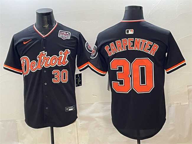 Men%27s Detroit Tigers #30 Kerry Carpenter Black 2026 Alternate USA 250%27 Patch Vapor Premier Limited Stitched Jersey Dzhi->detroit tigers->MLB Jersey