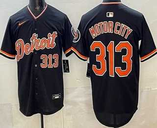 Men%27s Detroit Tigers #313 Motor City Navy Limited Jersey Dzhi->detroit tigers->MLB Jersey