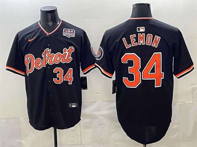 Men%27s Detroit Tigers #34 Chet Lemon Black 2026 Alternate USA 250%27 Patch Vapor Premier Limited Stitched Jersey Dzhi->detroit tigers->MLB Jersey