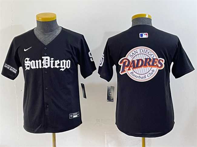 Youth San Diego Padres Team Big Logo Black Gothic Edition Vapor Limited Stitched Baseball Jersey->mlb youth jerseys->MLB Jersey