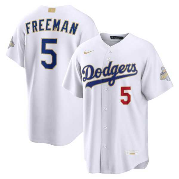 Men%27s Los Angeles Dodgers #5 Freddie Freeman Nike White 2026 Gold Collection Stadium Jersey Dzhi->detroit tigers->MLB Jersey