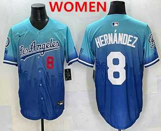 Women%27s Los Angeles Dodgers #8 Enrique Hernandez Blue 2025 City Connect Limited Stitched Jersey->mlb womens jerseys->MLB Jersey