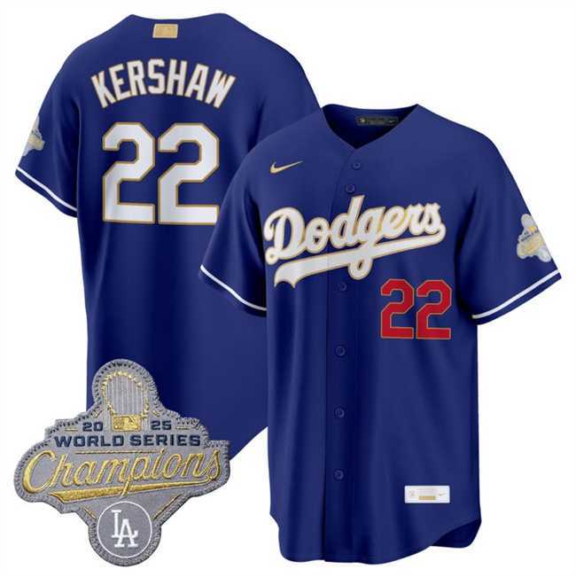 Men%27s Los Angeles Dodgers #22 Clayton Kershaw Royal 2026 Alternate Gold Collection Stadium Stitched Jersey Dzhi->los angeles dodgers->MLB Jersey