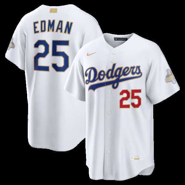 Men%27s Los Angeles Dodgers #25 Tommy Edman Nike White 2026 Gold Collection Stadium Jersey Dzhi->los angeles dodgers->MLB Jersey