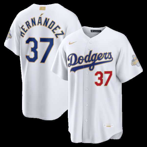 Men%27s Los Angeles Dodgers #37 Teoscar Hernandez Nike White 2026 Gold Collection Stadium Jersey Dzhi->los angeles dodgers->MLB Jersey