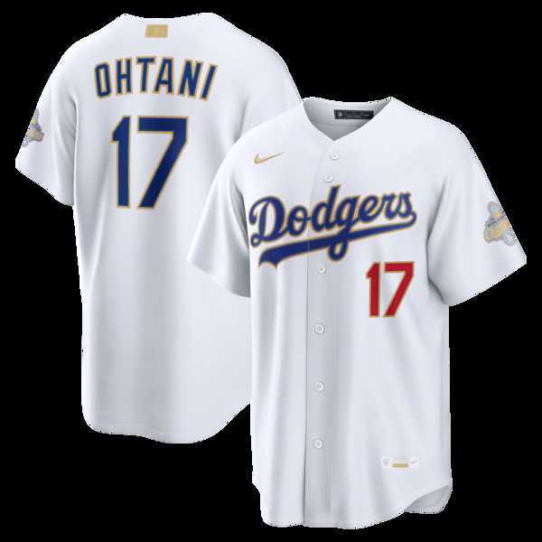 Men%27s Los Angeles Dodgers #17 Shohei Ohtani Nike White 2026 Gold Collection Stadium Jersey Dzhi->los angeles dodgers->MLB Jersey