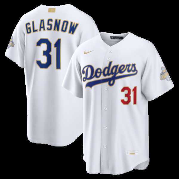 Men%27s Los Angeles Dodgers #31 Tyler Glasnow Nike White 2026 Gold Collection Stadium Jersey Dzhi->los angeles dodgers->MLB Jersey
