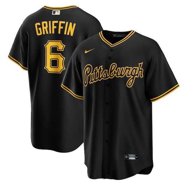 Men%27s Pittsburgh Pirates #6 Konnor Griffin Nike Black Alternate Replica Jersey Dzhi->pittsburgh pirates->MLB Jersey