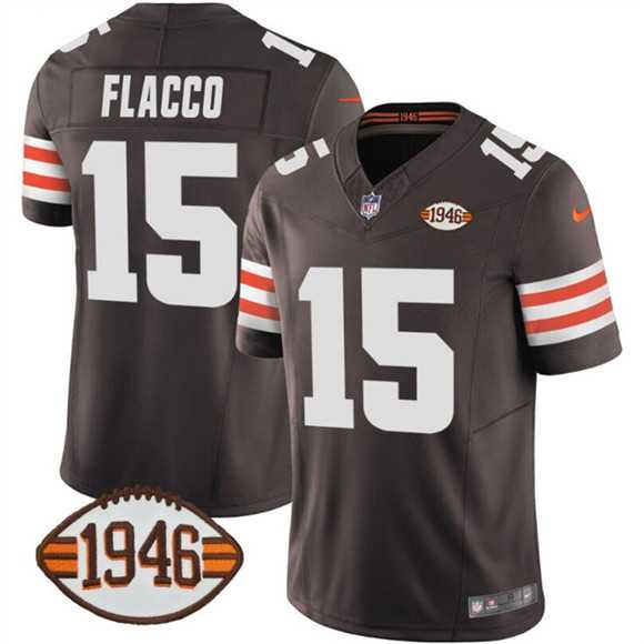 Men%27s Cleveland Browns #15 Joe Flacco Brown 2025 F.U.S.E. With 1946 75th Anniversary Patch Vapor Limited Stitched Jersey Dzhi->cleveland browns->NFL Jersey
