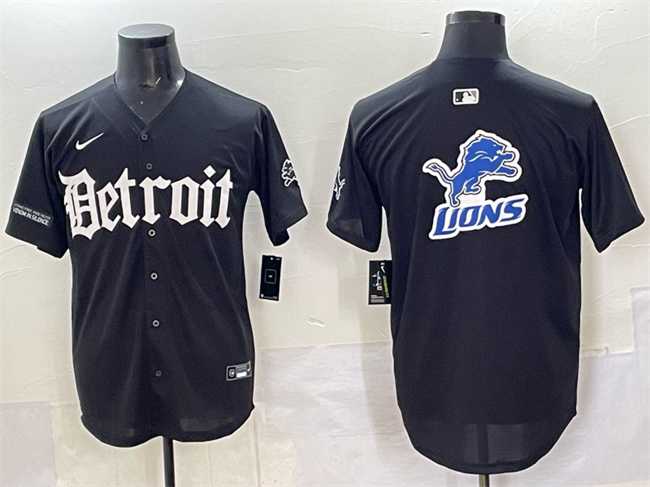 Men%27s Detroit Lions Team Big Logo Black %27Motor Gothic Edition%27 Vapor Premier Limited Stitched Baseball Jersey->green bay packers->NFL Jersey