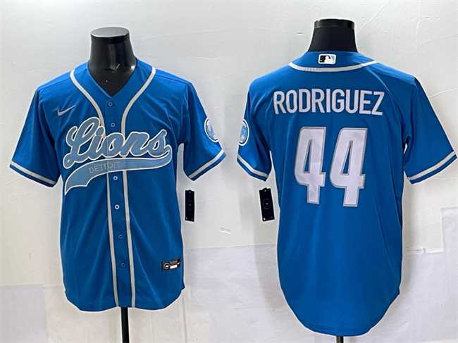 Men%27s Detroit Lions #44 Malcolm Rodriguez Blue Cool Base Stitched Baseball Jersey->detroit lions->NFL Jersey