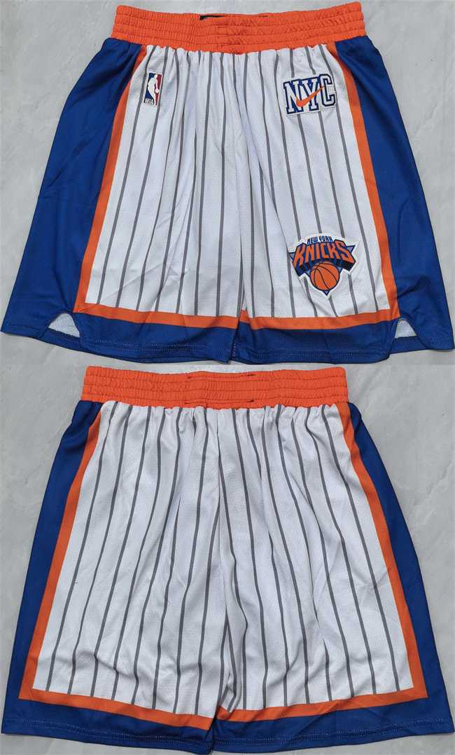 Men%27s New Yok Knicks White Shorts (Run Small)->nba shorts->NBA Jersey