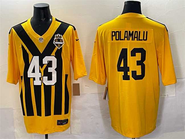 Men%27s Pittsburgh Steelers #43 Troy Polamalu Gold 1933 Throwback Alternate Stitched Jersey Dzhi->san francisco 49ers->NFL Jersey