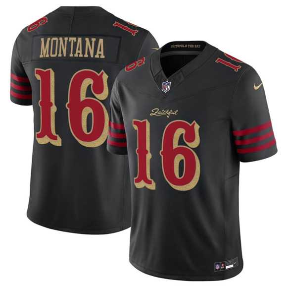 Men%27s San Francisco 49ers #16 Joe Montana Black 2025 F.U.S.E. %27Rivalries%27 Vapor Limited Stitched Jersey Dzhi->san francisco 49ers->NFL Jersey